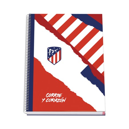 Dohe Atletico de Madrid Coraje y Corazon Cuaderno Espiral con Cubierta en Carton Forrado - Tamaño A4 de 100 Hojas 90gr - Hojas M