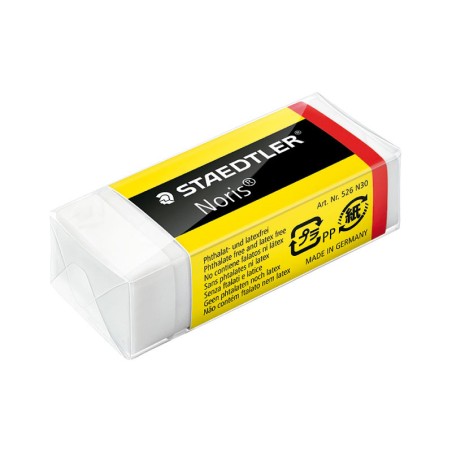 Staedtler Noris 526 N30 Goma de Borrar con Faja de Carton - Alta Calidad - Minimos Residuos - Color Blanco