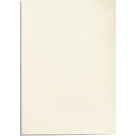 Fellowes Pack de 100 Portadas de Carton Simil Piel Delta Cuero A4 - 250 gr - Color Marfil