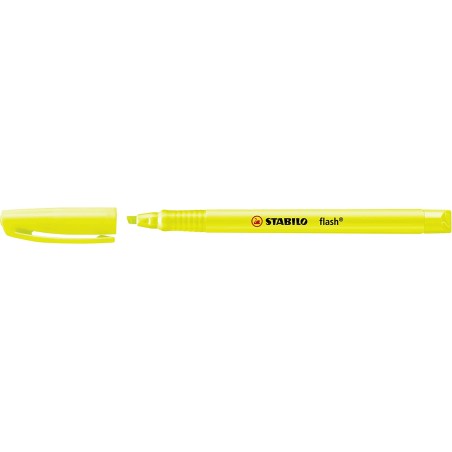 Satabilo Flash Marcador Fluorescente - Tamaño Bolsillo - Trazo de 1 y 3.5mm - Tinta con Base de Agua - Color Amarillo