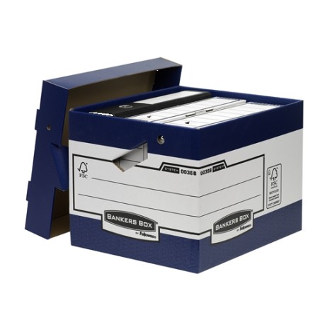 Fellowes Bankers Box Contenedor de Archivos con Asas Ergonomicas Ergo Box - Montaje Automatico Fastfold - Carton Reciclado Certi