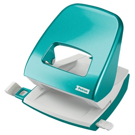 Petrus 62 Taladro Perforador - Hasta 30 Hojas - Marcas de Formato - Punzones 5.5mm - Color Turquesa