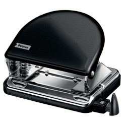 Petrus 52 Taladro Perforador Clasico Metalico - Hasta 20 Hojas - Marcas de Formato - Facil Vaciado - Punzones 5.5mm - Color Negr