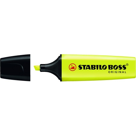 Stabilo Boss 70 Rotulador Marcador Fluorescente - Trazo entre 2 y 5mm - Recargable - Tinta con Base de Agua - Color Amarillo Flu