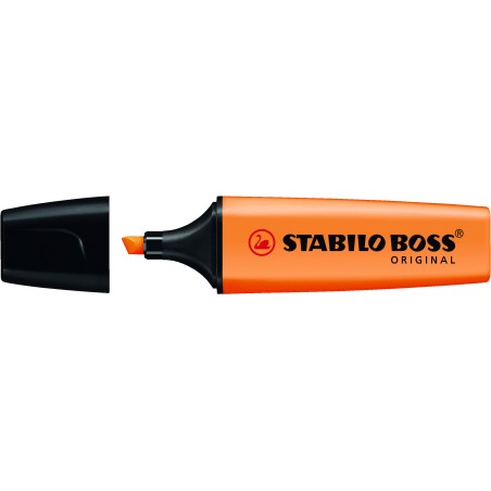 Stabilo Boss 70 Rotulador Marcador Fluorescente - Trazo entre 2 y 5mm - Recargable - Tinta con Base de Agua - Color Naranja Fluo