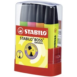 Stabilo Boss 70 Parade Pack de 4 Marcadores Fluorescentes - Trazo entre 2 y 5mm - Recargable - Tinta con Base de Agua - Colores 