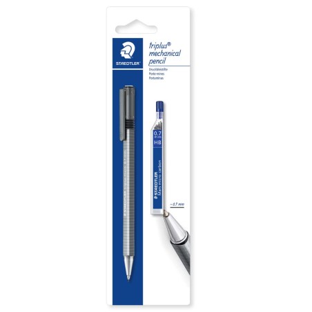 Staedtler Pack de 1 Portaminas Triplus Micro 774 de 0.7mm + 1 Tubo de 12 Minas - Diseño Triangular Ergonomico - Punta de Metal R