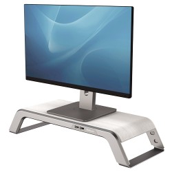 Fellowes Hana Soporte para Monitor - Ajustable en 3 Alturas - 4 Puertos USB - Base de Aluminio y Acabado en Madera - Hasta 22kg 