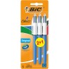 Bic 4 Colours Original Pack de 3 Boligrafos de Bola Retractil - Punta Media de 1.0mm - Tinta con Base de Aceite - Cuerpo Azul/Bl