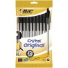 Bic Cristal Original Pack de 10 Boligrafos de Bola - Punta Redonda de 1.0mm - Trazo 0.4mm - Tinta con Base de Aceite - Color Neg