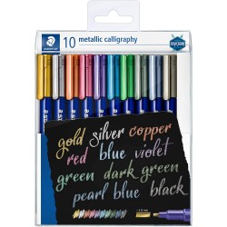 Staedtler Metallic Calligraphy Pack de 10 Rotuladores para Caligrafia - Trazo 2.8mm - Colores Surtidos