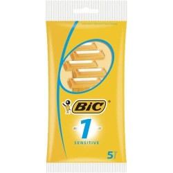 Bic Sensitive 1 Pack de 5 Maquinillas de Afeitar Desechables de 1 Hoja