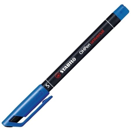 Stabilo OHPen Rotulador Permanente - Punta Superfina - Trazo de 0.4mm - Agarre Antideslizante - Tapon Ventilado - Color Azul