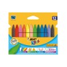 Bic Kids Plastidecor Peques Caja de 12 Lapices de Cera Triangulares - Ideal Niños Pequeños - Textura blanda - No Mancha