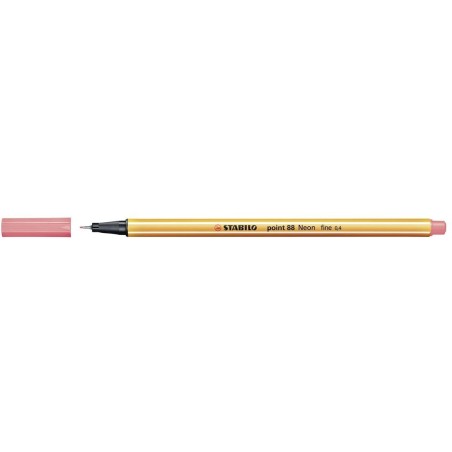 Stabilo Point 88 Rotulador de Punta Fina de Fibra - Trazo de 0.4 mm - Tinta con Base de Agua - Color Rojo Neon