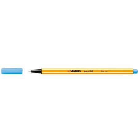 Stabilo Point 88 Rotulador de Punta Fina de Fibra - Trazo de 0.4 mm - Tinta con Base de Agua - Color Azul Celeste