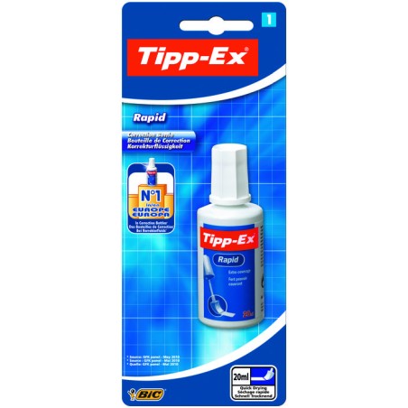 Tipp-Ex Rapid Liquido Corrector 20ml - Formula de Secado Rapido - Aplicador de Espuma