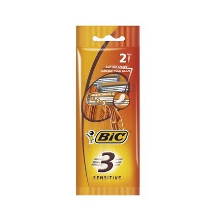 Bic Sensitive 3 Pack de 2 Maquinillas de Afeitar Desechables de 3 Hojas - Tira Lubricante con Aloe Vera