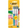 Bic 4 Colours Shine 2+1 Pack de 3 Boligrafos de Bola Retractil - Punta Media de 1.0mm - Tinta con Base de Aceite - Cuerpo de Col