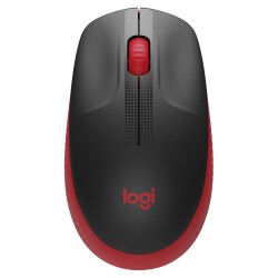 Logitech M190 Full Size Raton Inalambrico USB 1000dpi - 3 Botones - Gran Tamaño - Uso Ambidiestro - Color Negro/Rojo