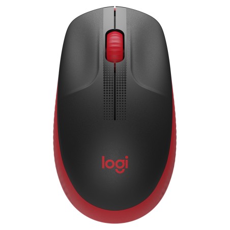 Logitech M190 Full Size Raton Inalambrico USB 1000dpi - 3 Botones - Gran Tamaño - Uso Ambidiestro - Color Negro/Rojo