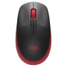 Logitech M190 Full Size Raton Inalambrico USB 1000dpi - 3 Botones - Gran Tamaño - Uso Ambidiestro - Color Negro/Rojo