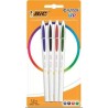 Bic Cristal Up Pack de 4 Boligrafos de Bola - Punta Redonda de 1.2mm - Trazo 0.6mm - Tinta con Base de Aceite - Cuerpo Blanco - 