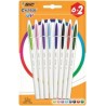 Bic Cristal Up Pack de 8 Boligrafos de Bola - Punta Redonda de 1.2mm - Trazo 0.6mm - Tinta con Base de Aceite - Cuerpo Blanco - 