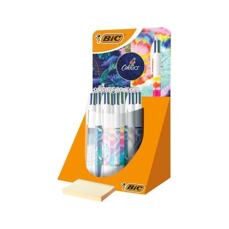 Bic 4 Colours Decor Expositor de 30 Boligrafos de Bola Retractiles - Punta Media de 1.0mm - Tinta con Base de Aceite - 4 Colores