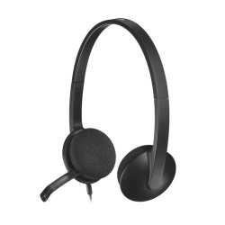Logitech H340 Auriculares con Microfono USB - Microfono Plegable - Diadema Ajustable - Almohadillas Acolchadas - Cable de 1.80m 