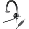 Logitech H650E Auriculares Mono con Microfono USB - Microfono Plegable - Almohadilla Acolchada - Controles en Cable - Color Negr