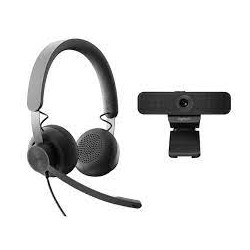 Logitech Pack Personal de Colaboracion con Video Webcam C925e FullHD 1080p + Auriculares  UC Zone Wired - Color Negro