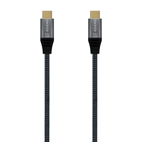 Aisens Cable USB 2.0 Aluminio 5A 100W E-MARK - USB-C/M-USB-C/M - 2.0M - Color Gris