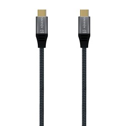Aisens Cable USB 3.2 Gen2x2 Aluminio 20Gbps 8K@30Hz 5A 100W E-Mark, Tipo USB-C/M-USB-C/M - 0.6m - Color Gris