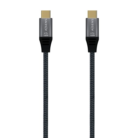 Aisens Cable USB 3.2 Gen2x2 Aluminio 20Gbps 8K@30Hz 5A 100W E-Mark, Tipo USB-C/M-USB-C/M - 0.6m - Color Gris
