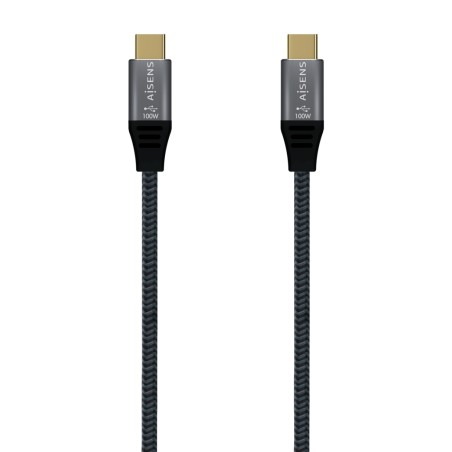 Aisens Cable USB 3.2 Gen2x2 Aluminio 20Gbps 8K@30Hz 5A 100W E-Mark, Tipo USB-C/M-USB-C/M - 1.5m - Color Gris