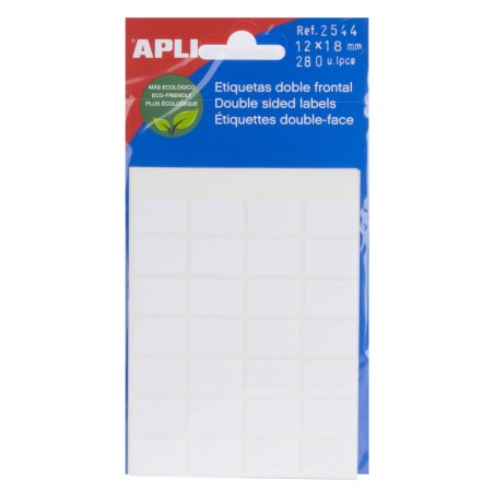Apli Etiquetas Doble Frontal Blancas 12.0 x 18.0mm