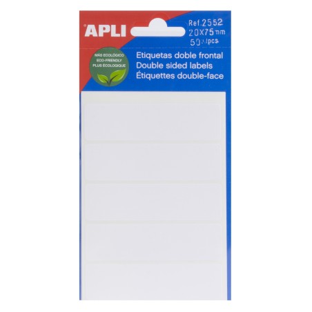 Apli Etiquetas Doble Frontal Blancas 20.0 x 75.0mm