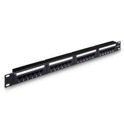 Aisens Panel de Parcheo de 24 Puertos RJ45 Cat.5e UTP - 19" 1U Dual IDC - Color Negro