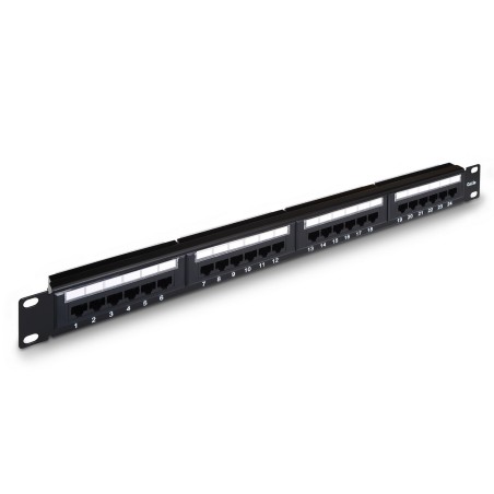 Aisens Panel de Parcheo de 24 Puertos RJ45 Cat.5e UTP - 19" 1U Dual IDC - Color Negro