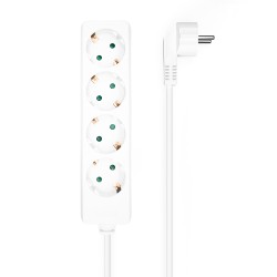 Aisens Regleta Multiple de 4 Tomas sin Interruptor con Cable 3×1.5mm2 - 1.4m - Color Blanco