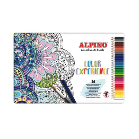 Alpino Color Experience Pack de 36 Lapices Acuarelables - Mina de 3,3mm Resistente y Acuarelable - Ideal para Difuminar y Colore