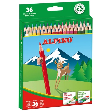 Alpino Pack de 36 Lapices de Colores Creativos - Mina de 3mm Resistente a la Rotura - Bandeja Extraible - Colores Vivos y Brilla