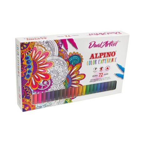 Alpino Dual Artist Color Experience Pack de 72 Rotuladores - Doble Punta para Dibujos mas Completos - Forma Triangular Ergonomic