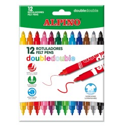 Alpino Pack de 12 Rotuladores Double Double 10+2 - Rotuladores de Doble Punta - Colores Superbrillantes - Tinta Superlavable - I