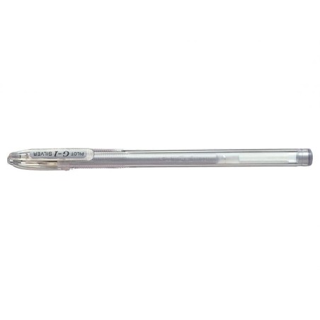 Pilot Boligrafo de Gel G1 - Recargable - Punta de Bola 0.7mm - Trazo 0.32mm - Cuerpo Transparente - Color Plata